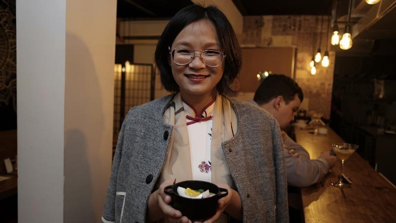 Jiang Pu na inauguração de seu restaurante, o Chi Culinária Oriental, em Pinheiros