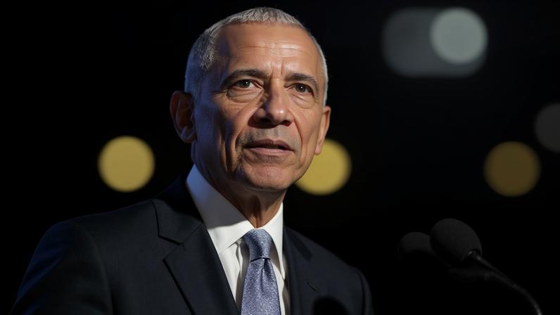 Barack Obama durante a Convenção Nacional Democrata em Chicago, Illinois, no dia 20 de agosto de 2024