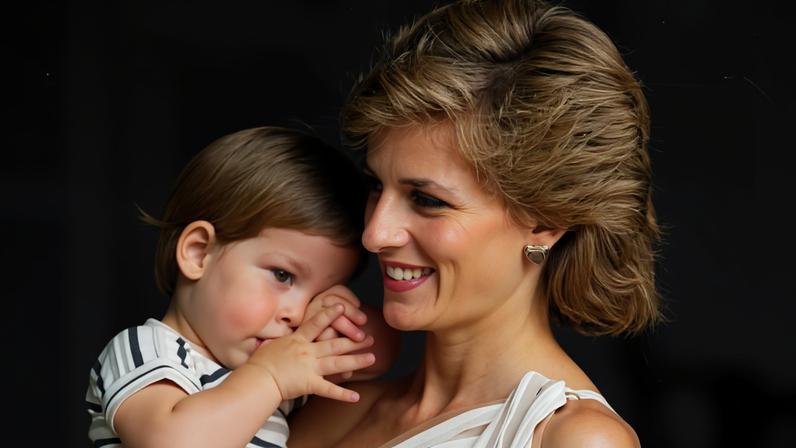 Harry com sua mãe, a princesa Diana, em 1988