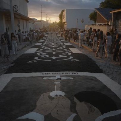 Tapetes coloridos marcam Corpus Christi durante celebração católica