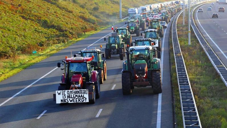 A convoy of tractors during a 2019 farmers protests in the Netherlands. Image by Inge Hogenbijl / Shutterstock.
