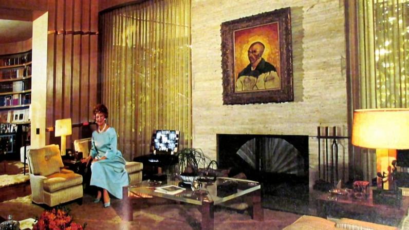 The lounge of Edith and William Goetz with their “Van Gogh” above the fireplace, Beverley Hills, California (1952)