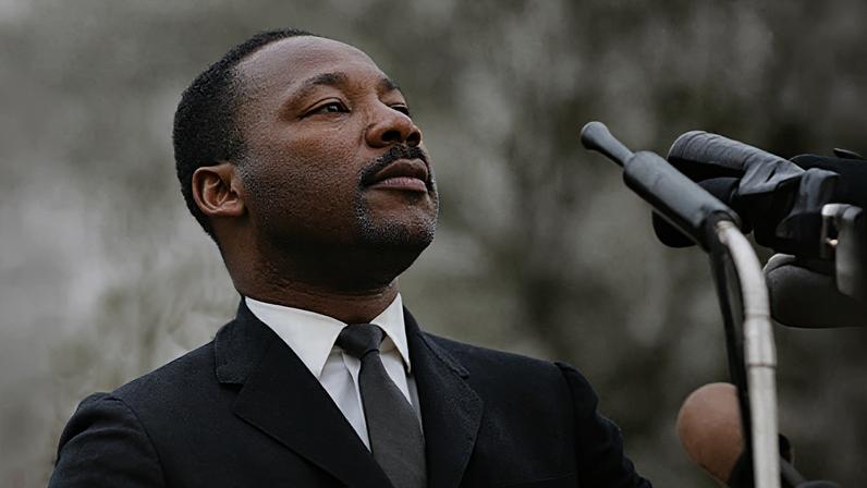 Dr Martin Luther King Jr speaking before crowd of 25,000 in front of Montgomery, Alabama state capital building on 25 March 1965 in Montgomery, Alabama. (Credit: Getty Images)