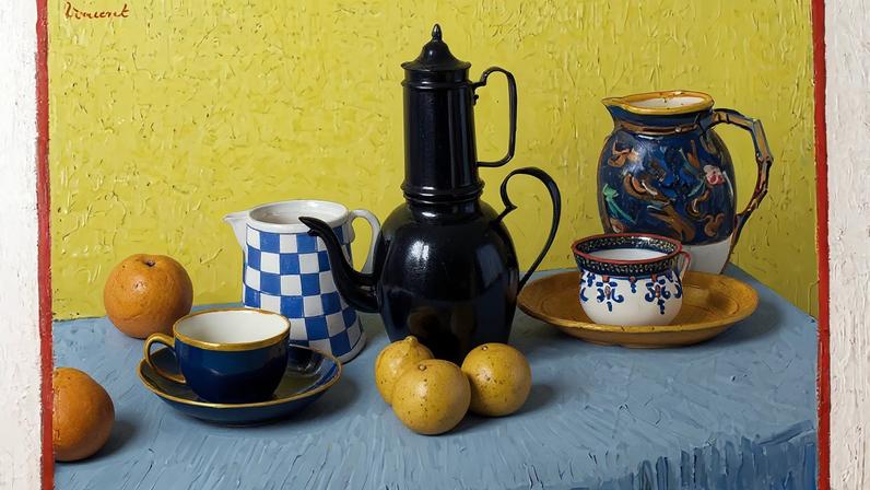 Van Gogh’s Still life with Coffee Pot (Nature morte à la cafetière) (May 1888)