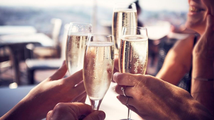 champagne, sparkling wine toast