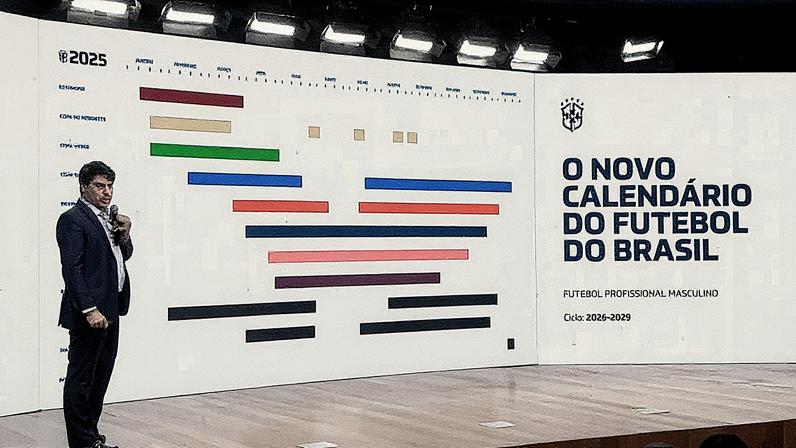 Apresentação do novo calendário do futebol brasileiro, Julio Avellar, diretor de competições da CBF (Foto: reprodução CBF)