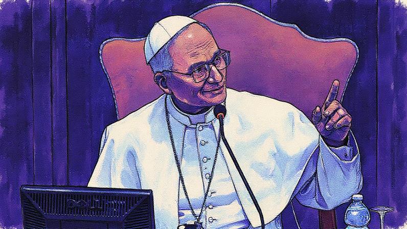 Pope Leo XIV speaking to the College of Cardinals on May 10th.