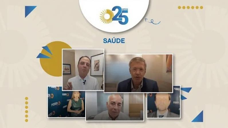 Da esquerda para a direita: Roberto Kalil Filho, médico e diretor-geral do Centro de Cardiologia do Sírio Libanês; Sidney Klajner, presidente da Sociedade Beneficente Israelita Brasileira Albert Einstein; Raquel Reis, CEO da SulAmérica e presidente da FenaSaúde; Henrique Neves, diretor-geral da Sociedade Beneficente Israelita Brasileira Albert Einstein; e Tiago de Moraes Vicente, presidente da PróGenéricos