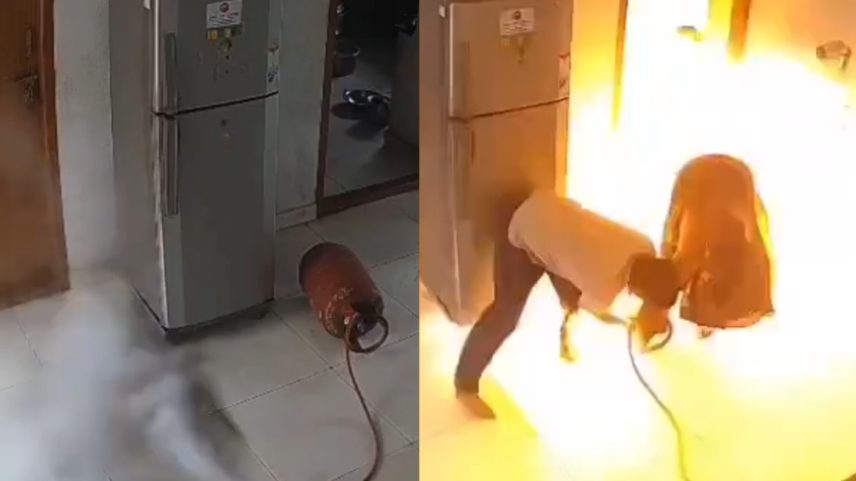 Vazamento de gás causa explosão em residência e casal se salva por pouco; assista (Foto: Reprodução/X)