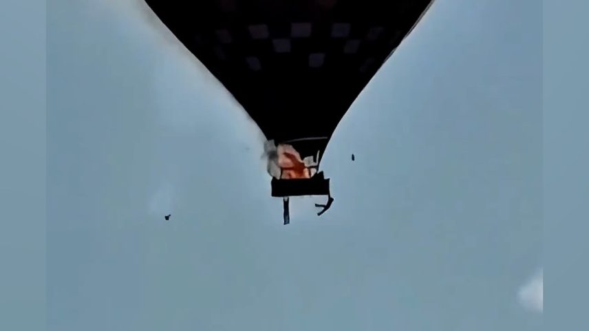 Tragédia em SC: imagem por outro ângulo mostra queda do balão com turistas pulando (Foto: Reprodução)