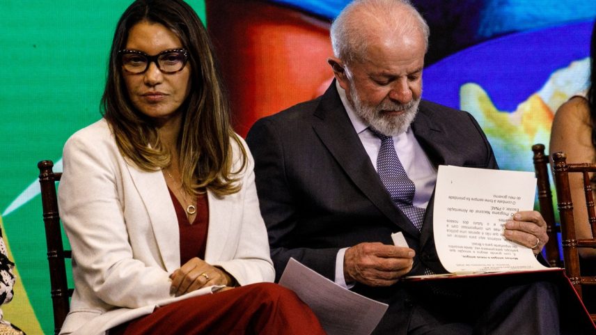 A primeira-dama Janja da Silva e o presidente Lula (Foto: Brenno Carvalho / Agência O Globo)