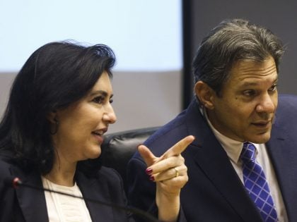 Ministra Simone Tebet (Planejamento) e Ministro Fernando Haddad (Fazenda). (Foto: Valter Campanato/Agência Brasil)