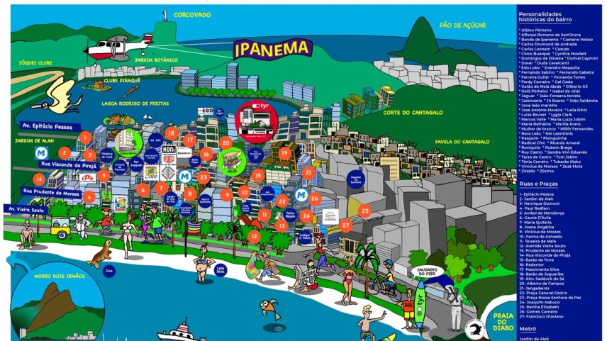 Mapa cultural e histórico do bairro de Ipanema (Foto: Reprodução)