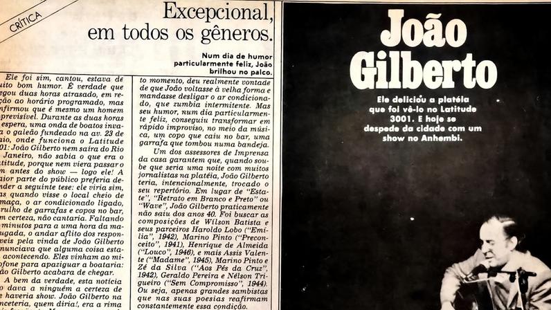 Mestre da bossa nova se apresentou na Latitude 3001, na Avenida 23 de Maio, em 1985