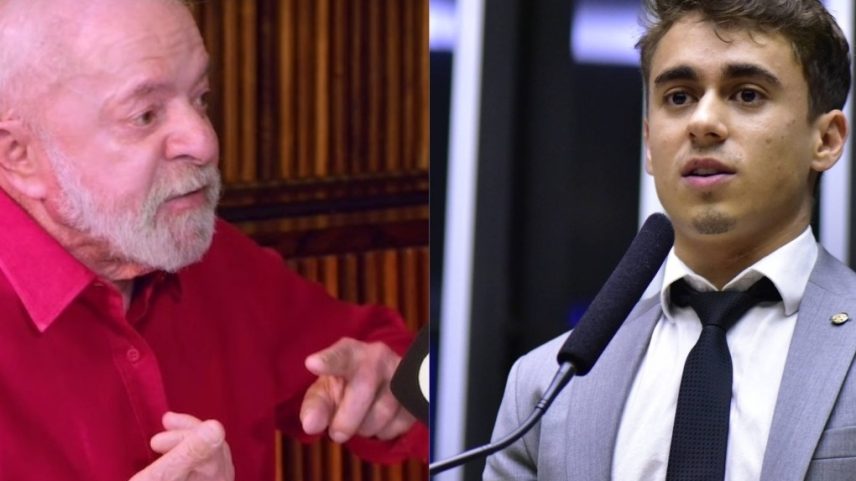 À esquerda, o presidente Lula dá entrevista ao podcast de Mano Brown; à direita, o deputado Nikolas Ferreira discursa na Câmara (Foto: Reprodução/Spotify e Zeca Ribeiro/Câmara dos Deputados)