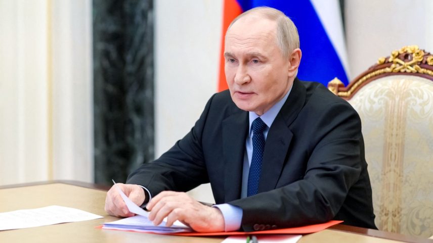Presidente da Rússia, Vladimir Putin, durante reunião do Conselho de Segurança russo (Foto: Pavel Byrkin / POOL / AFP)