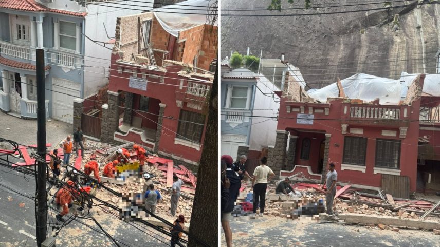 Desabamento na Urca, Zona Sul do Rio, deixa três pessoas feridas (Foto: Reprodução)