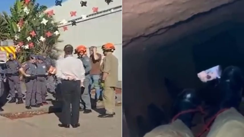 Túnel encontrado no interior de São Paulo tem cerca de 50 metros de extensão (Foto: Divulgação/PMESP)