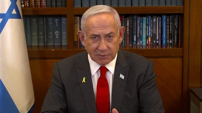 Primeiro-ministro de Israel, Benjamin Netanyahu, durante pronunciamento (Foto: GPO/AFP)