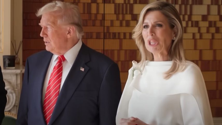 A rainha Máxima ao lado do presidente dos EUA, Donald Trump (Foto: Otan)