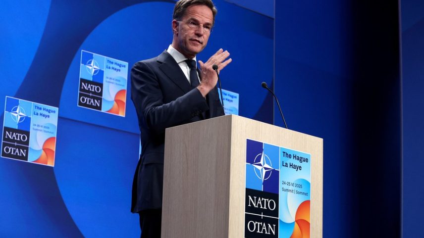 Secretário-geral da Otan, Mark Rutte, anuncia aumento de gastos em defesa para os países-membros da aliança em 23 de junho de 2025. (Foto: REUTERS/Yves Herman)