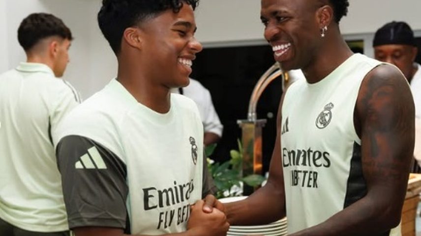 Os brasileiros Endrick e Vini Júnior: recepção (Foto: Reprodução Instagram)