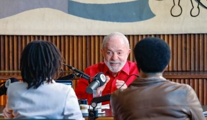 Presidente da República, Luiz Inácio Lula da Silva, durante gravação para o podcast "Mano a mano". (Foto: Ricardo Stuckert / PR)