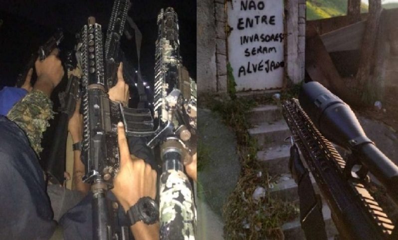 Fotos tiradas por traficantes do CV no Morro do Juramento e obtidas pela polícia em investigação (Foto: Inquérito da Polícia Civil)