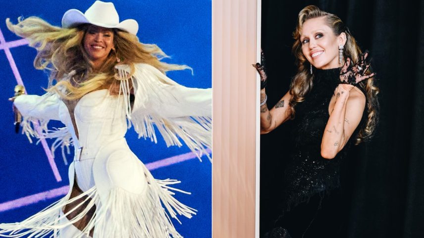 Cantoras Beyoncé e Miley Cyrus (Foto: Nina Westervelt/The New York Times)