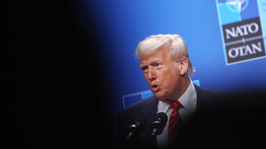 O presidente dos Estados Unidos, Donald Trump, durante encontro da Otan, na Holanda (Foto: Zhao Dingzhe/25.jun.25/Xinhua)