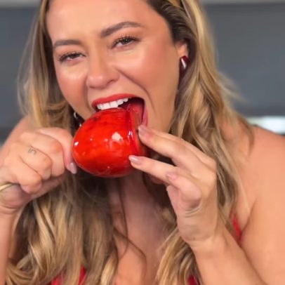 Paolla Oliveira surpreende fãs ao preparar deliciosa maçã do amor em vídeo