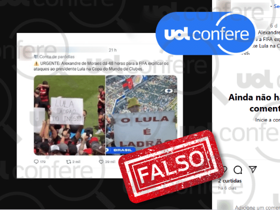 Post com suposto pedido de Moraes à Fifa é piada de perfil de humor (Foto: Arte/UOL sobre Reprodução/Instagram)