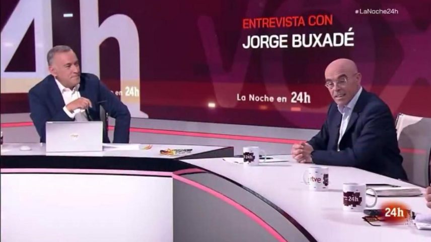 Jorge Buxadé, durante sua entrevista com Xabier Fortes. (Foto: RTVE)