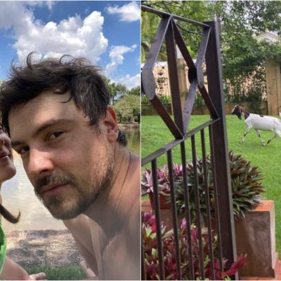 Sergio Guizé e Bianca Bin mostram seu sítio com cachoeira e piscina em nova série