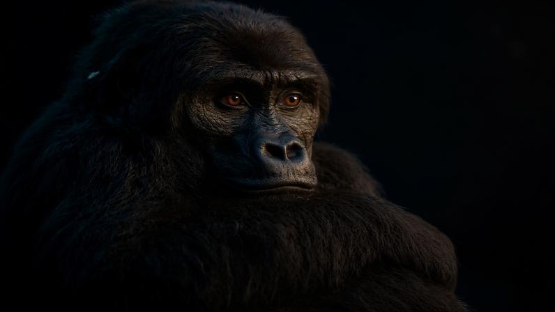 Ndijingala, an eastern lowland gorilla, at the GRACE sanctuary before being reintroduced to the wild. Image by Bobby Neptune for GRACE.