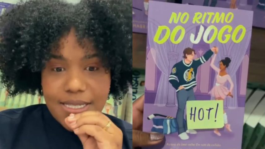 Vitoria Reis mostrou “livros hot” sendo vendidos para adolescentes na Bienal. (Foto: Reprodução/Instagram/Vitoria Reis)