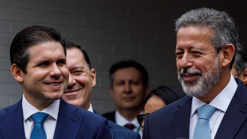 Presidente da Câmara, Hugo Motta, e seu antecessor, Arthur Lira (Foto: Brenno Carvalho/ Agência O Globo)