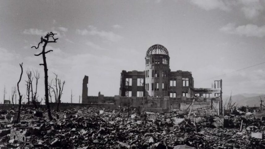 Ruínas de um prédio que ficou de pé após explosão da bomba em Hiroshima (Foto: Reprodução)