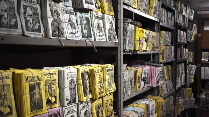 Folhetos de cordel do acervo da Academia Brasileira de Literatura de Cordel, em Santa Teresa, no centro do Rio (Foto: Giovana Kebian - 02.maio.2025/Folhapress)