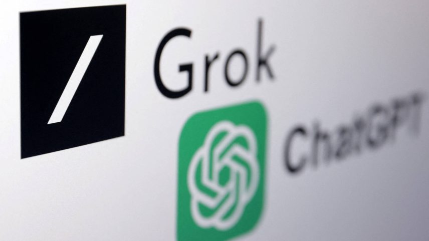 Logo do ChatGPT, da OpenAI, e Grok, da xAI, dois dos modelos de IA disponíveis no mercado (Foto: Dado Ruvic - 11.mar.25/REUTERS)