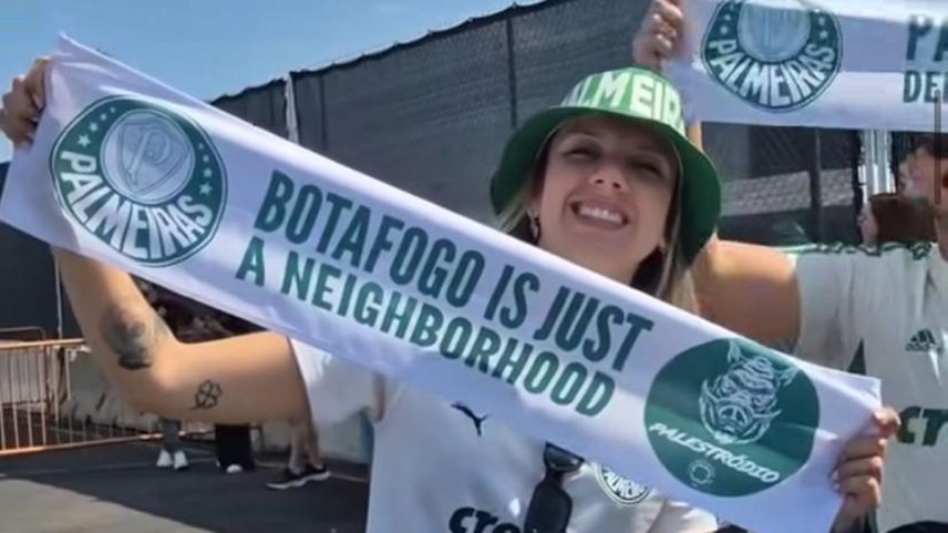 Faixa da torcida do Palmeiras destinada ao Botafogo (Foto: Reprodução)