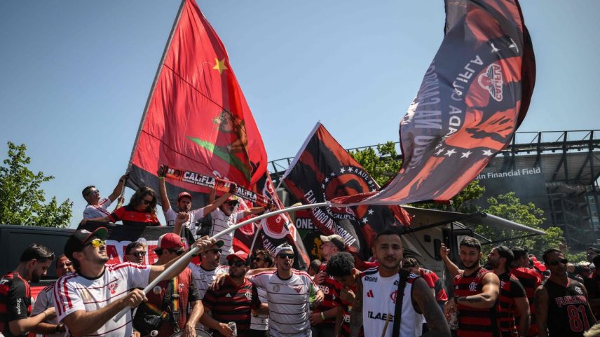 Torcida do Flamengo na vitória sobre o Chelsea-ING, na Filadélfia (Foto: David Ramos / GETTY IMAGES NORTH AMERICA / Getty Images via AFP)