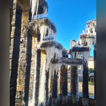 Santa Catarina enfrenta o dia mais frio do ano com -8ºC e chafariz congelado