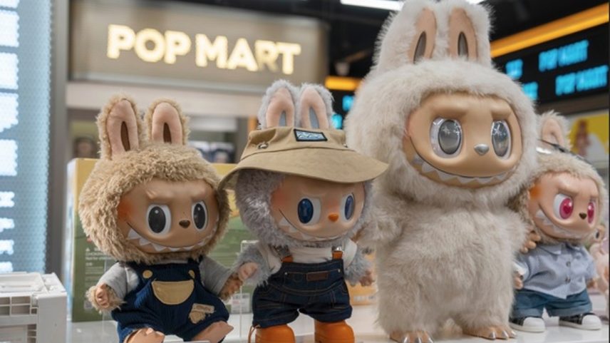 Bonecos Labubu em exibição em uma loja da Pop Mart em Xangai (Foto: Raul Ariano/Bloomberg)