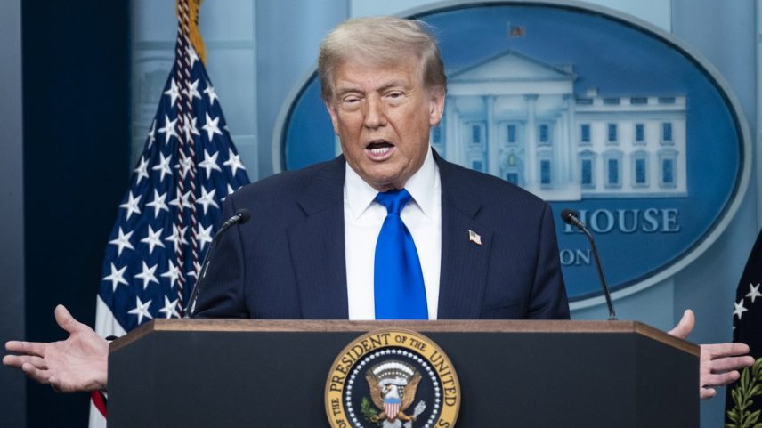 O presidente Donald Trump durante pronunciamento em Washington, nos Estados Unidos, em 27 de junho de 2025. (Foto: Pete Marovich/The New York Times)