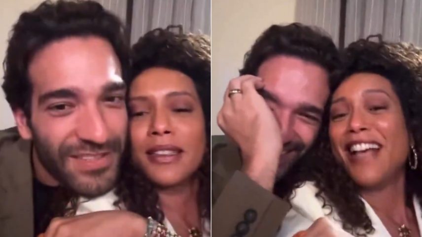 Taís Araujo reage a memes sobre 'cabeção' de Humberto Carrão ao lado do ator (Foto: Reprodução/Instagram)