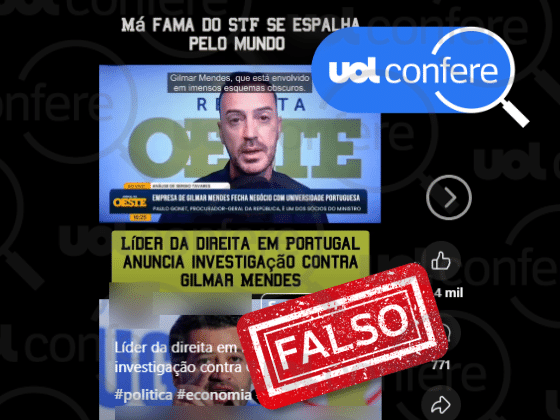 Posts falsos insinuam que Gilmar Mendes é dono de faculdade em Portugal (Foto: Arte/UOL sobre Reprodução/Facebook)