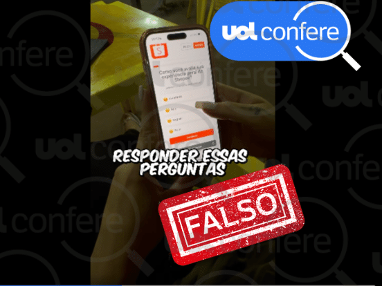 A Shopee diz que a promoção é falsa (Foto: Arte/UOL sobre Reprodução Facebook)