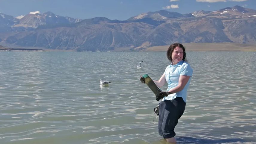A pesquisadora Felisa Wolfe-Simon, no lago Mono, na Califórnia, em uma imagem de arquivo. (Foto: Henry Bortman/NASA)