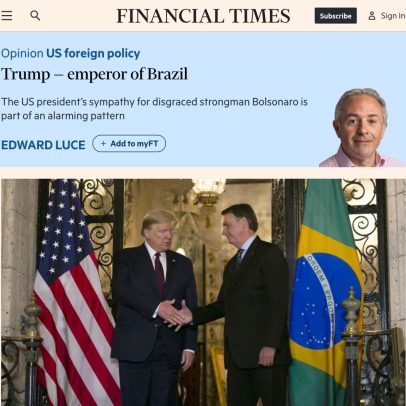 Financial Times destaca Trump como 'imperador do Brasil' em apoio a Lula